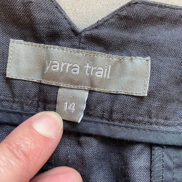 Yarra Trail Pants Women Size 14 Charcoal Gray Lightweight Neutral 100% Linen - Picture 5 of 6